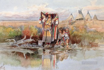 チャールズ・マリオン・ラッセル Painting - ウォーターガール 1895年 チャールズ・マリオン・ラッセル